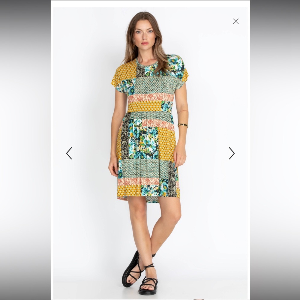 Johnny Was PAISLEY BLOCK RELAXED T‑SHIRT DRESS Size L NWT